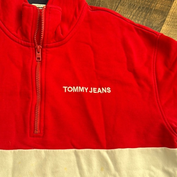 TOMMY JEANS HILFIGER l Red White Blue Quarter Zip Large - Picture 2 of 7